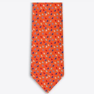 BUGATCHI SILK TIE BIRD PRINT ORANGE NWOT